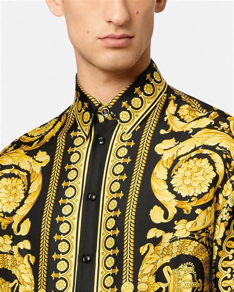 black gold silk versace set|versace barocco shirts.